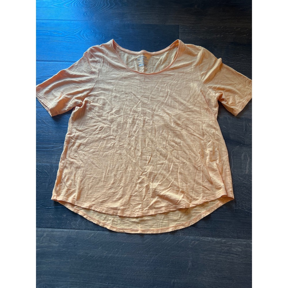 Chicos The Ultimate Tee Orange Apricot Slub Knit Scoop Neck Shirt Size 2 Large